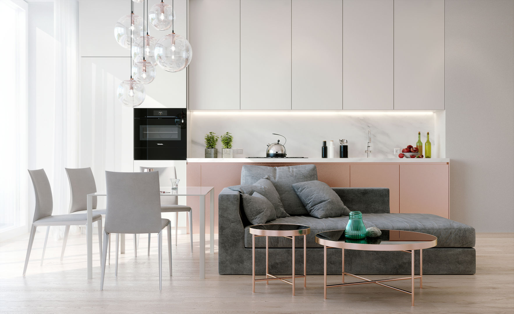 Kitchen-Living room, Александр Б Александр Б Salas de estilo minimalista