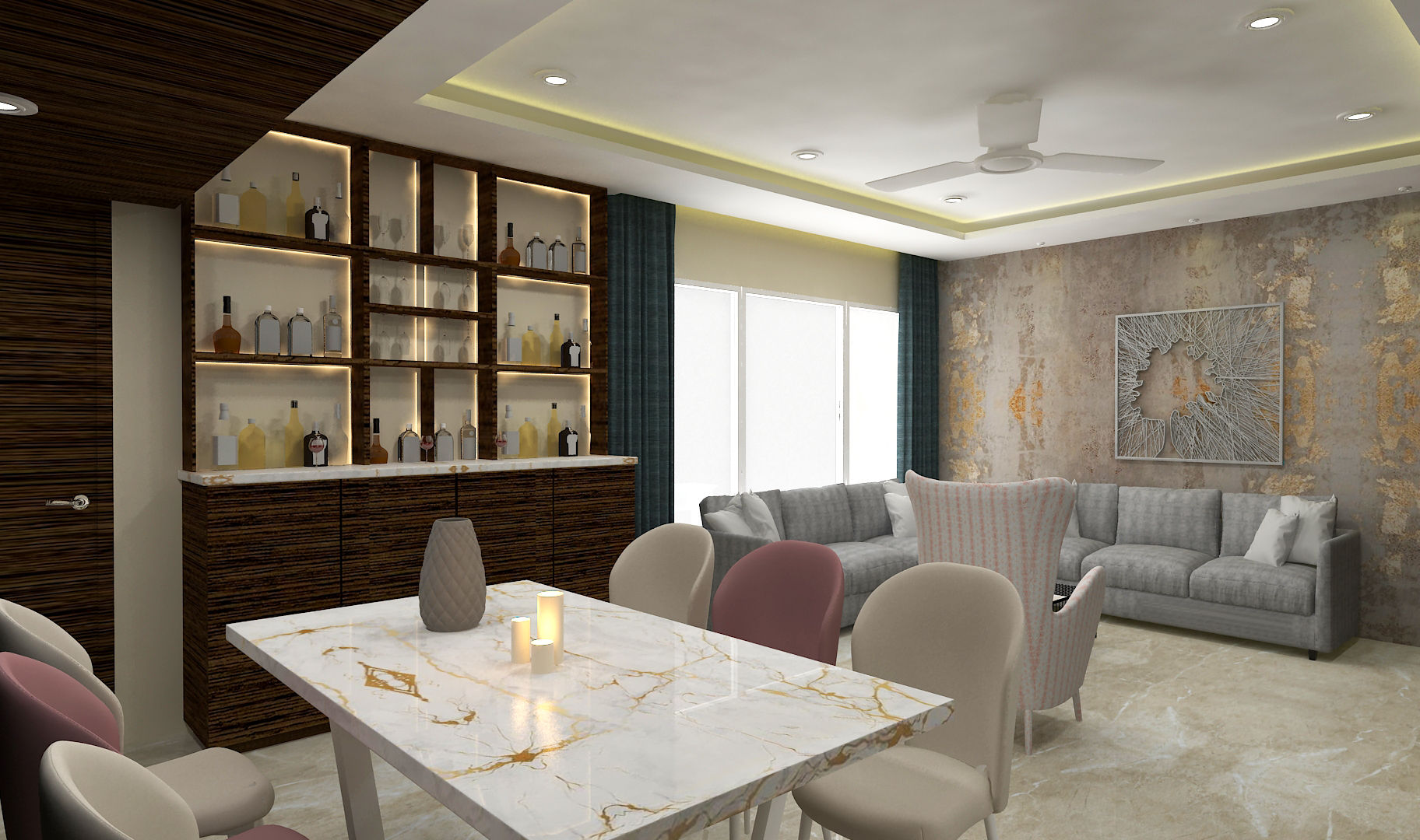 3bhk residence, Nerul Sector 27, SPACE DESIGN STUDIOS SPACE DESIGN STUDIOS Salones de estilo moderno Contrachapado