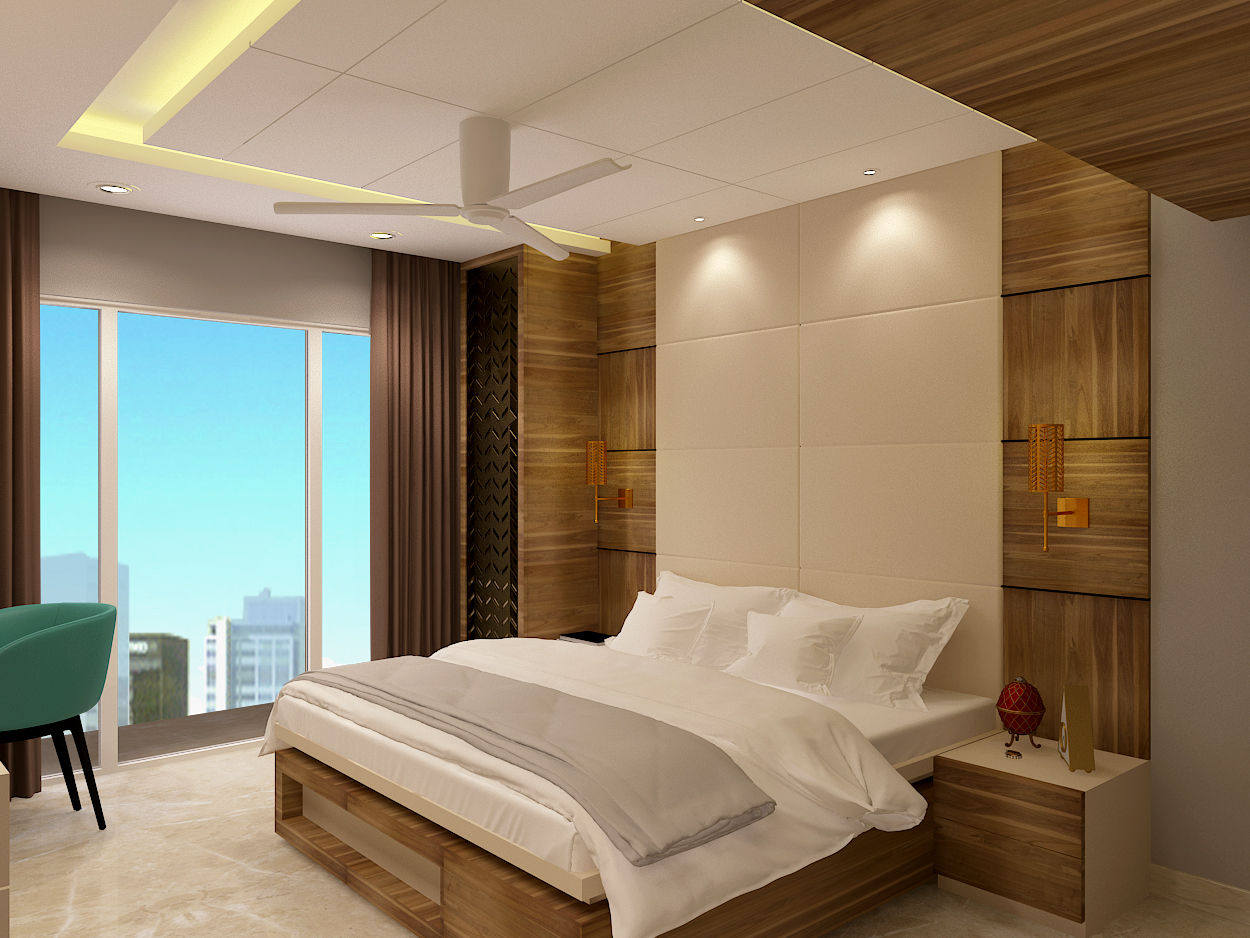 3bhk residence, Nerul Sector 27, SPACE DESIGN STUDIOS SPACE DESIGN STUDIOS Dormitorios de estilo moderno