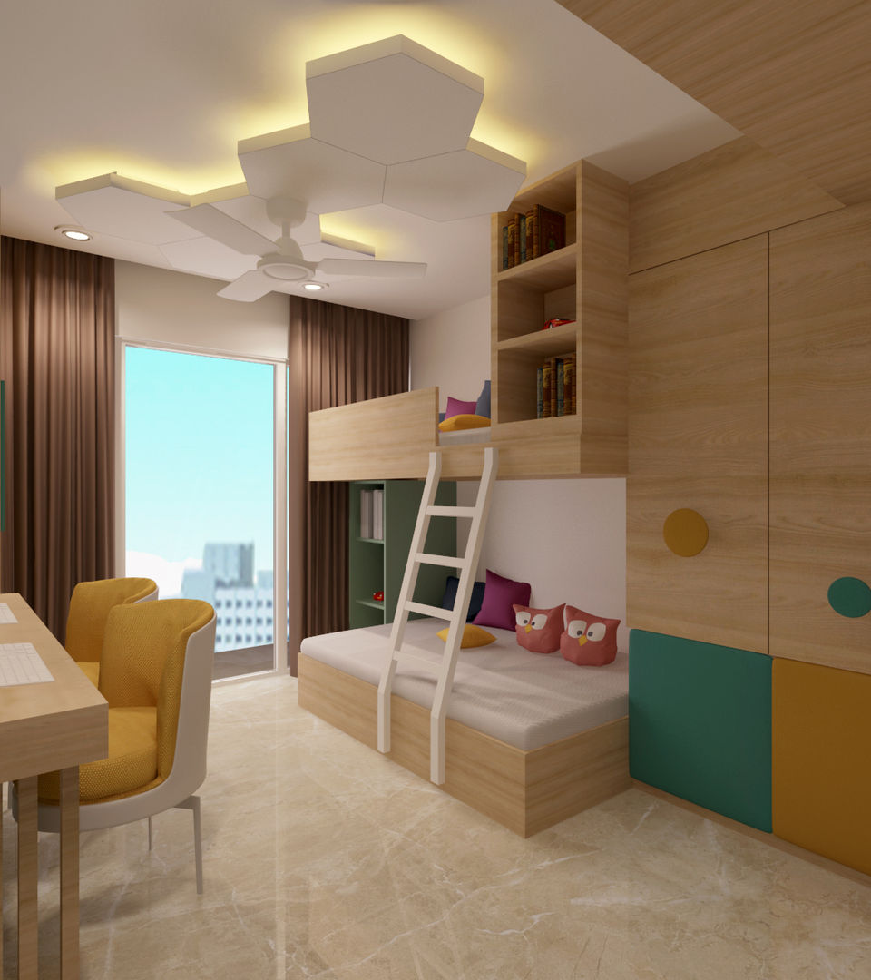 3bhk residence, Nerul Sector 27, SPACE DESIGN STUDIOS SPACE DESIGN STUDIOS Dormitorios de estilo moderno