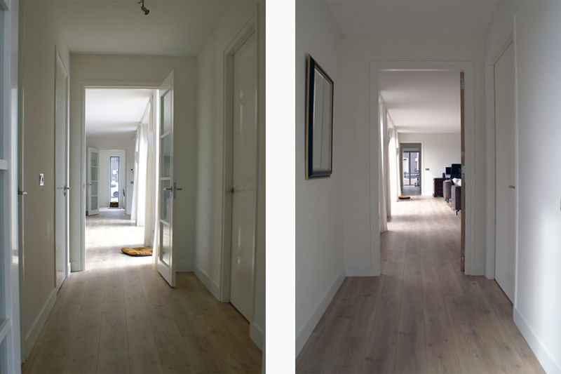 patiobungalow // Zeewolde, Studio FLORIS Studio FLORIS Modern Corridor, Hallway and Staircase Solid Wood Multicolored