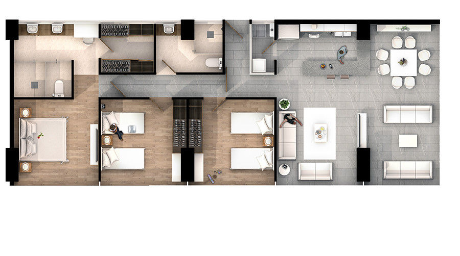 Departamento en Polanco , AAVE Diseño y Construcción AAVE Diseño y Construcción บ้านระเบียง