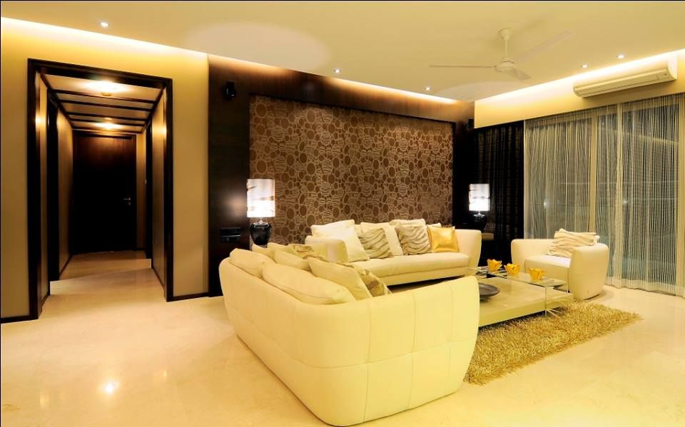 3bhk residence, Dadar, SPACE DESIGN STUDIOS SPACE DESIGN STUDIOS غرفة المعيشة