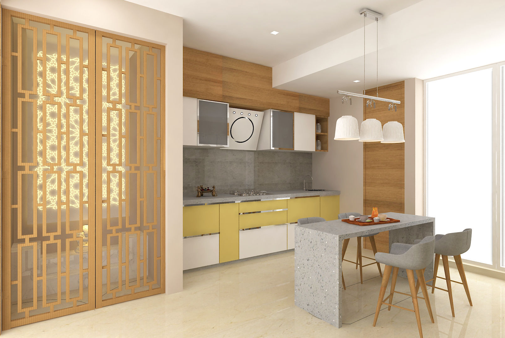 3bhk residence, Nahur, SPACE DESIGN STUDIOS SPACE DESIGN STUDIOS Cocinas de estilo moderno