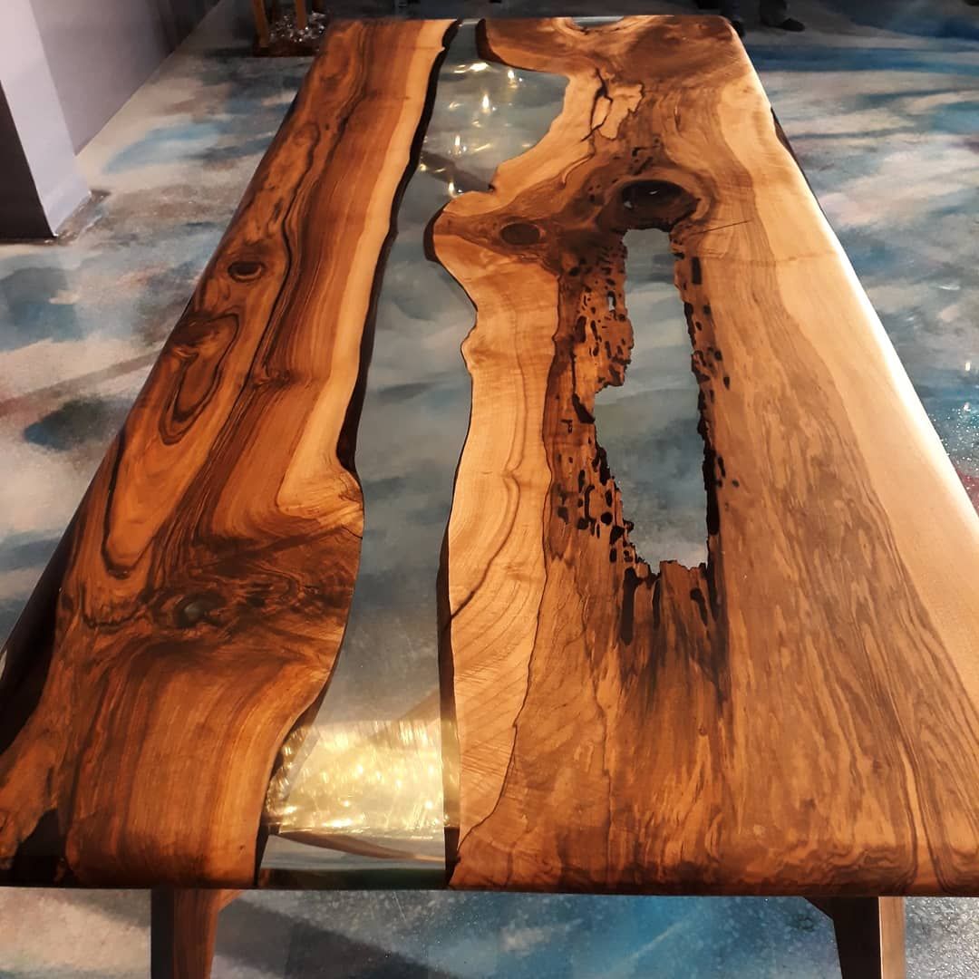 Epoxy Resin walnut wood Table , Luxuryepoxyfurniture Luxuryepoxyfurniture غرفة السفرة خشب Wood effect Tables