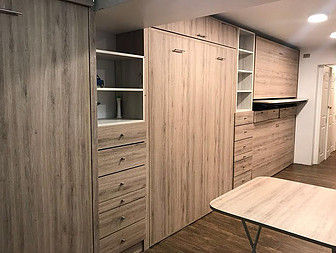 Diseño e instalación de muebles funcionales para todo un depto. estudio., Kamas y Petacas Kamas y Petacas Quartos pequenos Chipboard