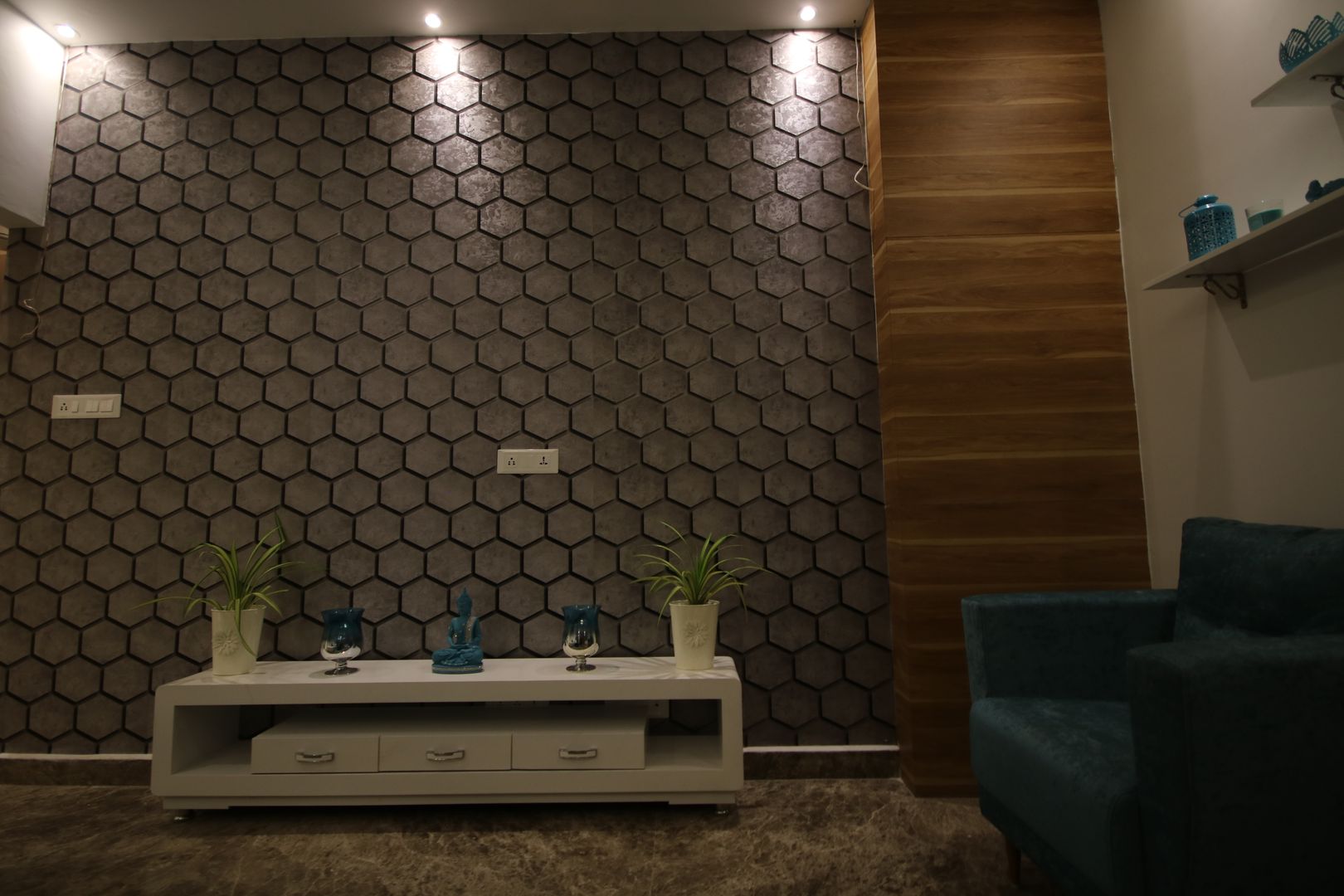 Elegant Styled Vibrant 3BHK Project @ Alwal, Enrich Interiors & Decors Enrich Interiors & Decors غرفة المعيشة