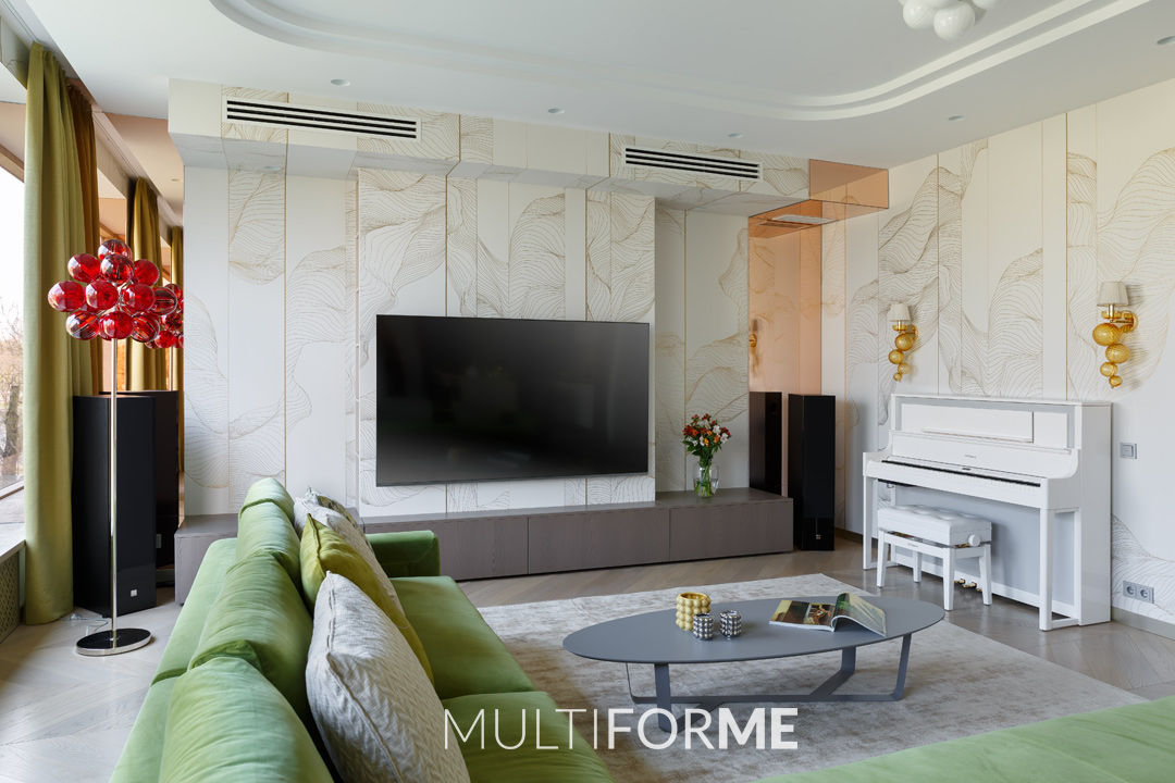 "La Dolce Vita" Appartment in Saint Petersburg, MULTIFORME® lighting MULTIFORME® lighting Modern living room Glass Lighting