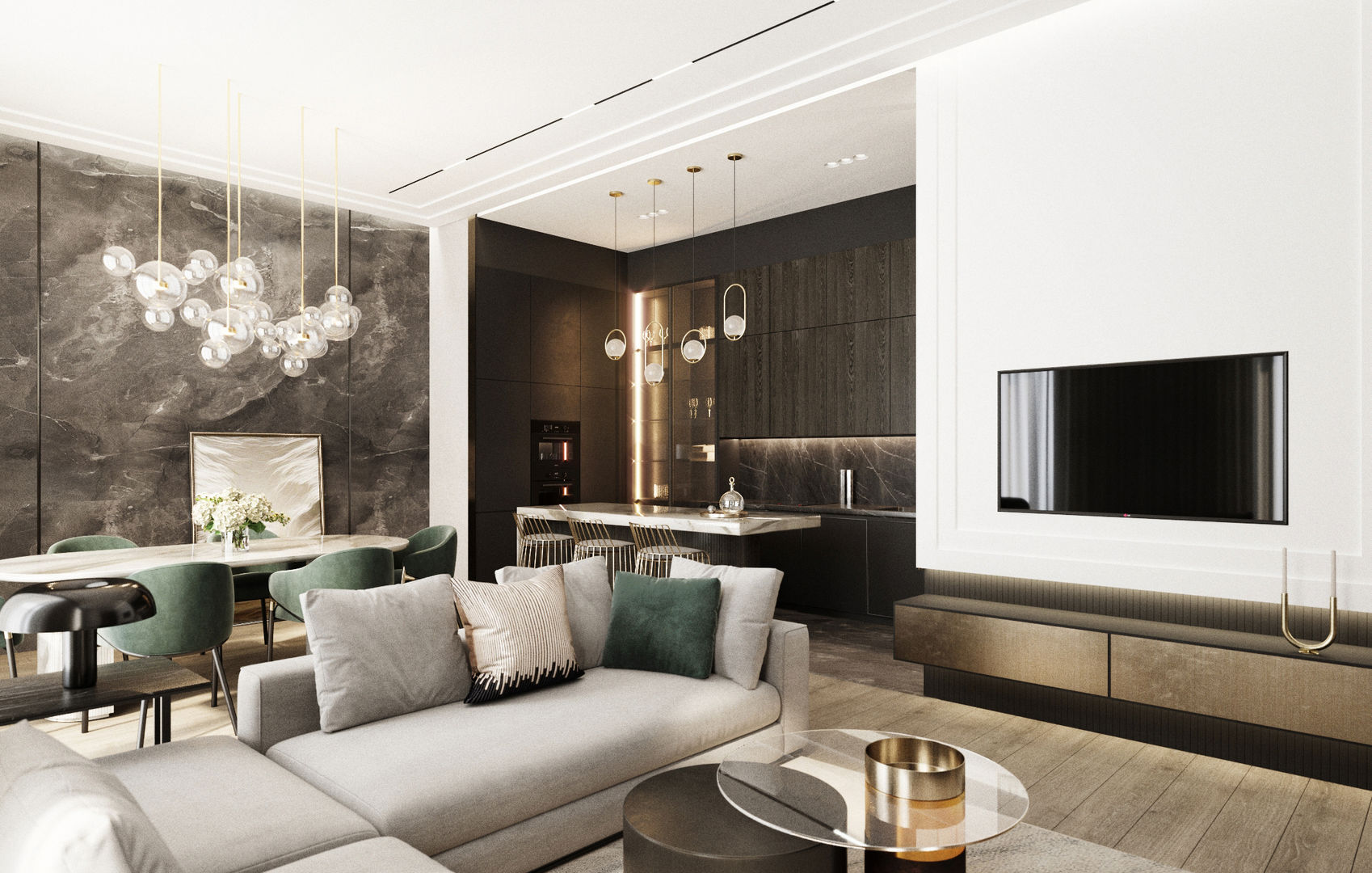 таунхаус ЖК Apartville, Y.F.architects Y.F.architects Living room