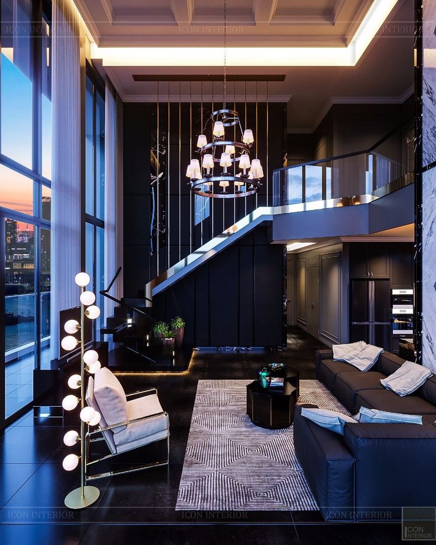 Phong cách hiện đại trong thiết kế nội thất Penthouse Masteri, ICON INTERIOR ICON INTERIOR Salas de estar modernas