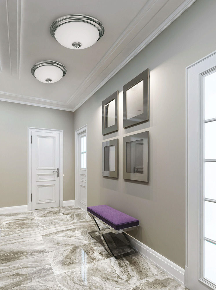 Flush ceiling lights with white milk glass and Swarovski crystal, made of brass with nickel finishes Luxury Chandelier LTD Classic style corridor, hallway and stairs Copper/Bronze/Brass brass lighting,flush ceiling light,lighting,hallway lighting