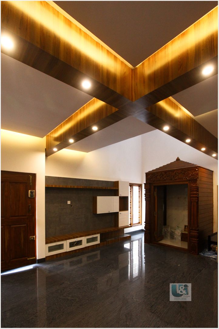 Mrs. Vidyarani's Residence, Independent Home, Bangalore, Studio Ipsa Studio Ipsa Гостиная в стиле модерн Мебель для медиа комнаты