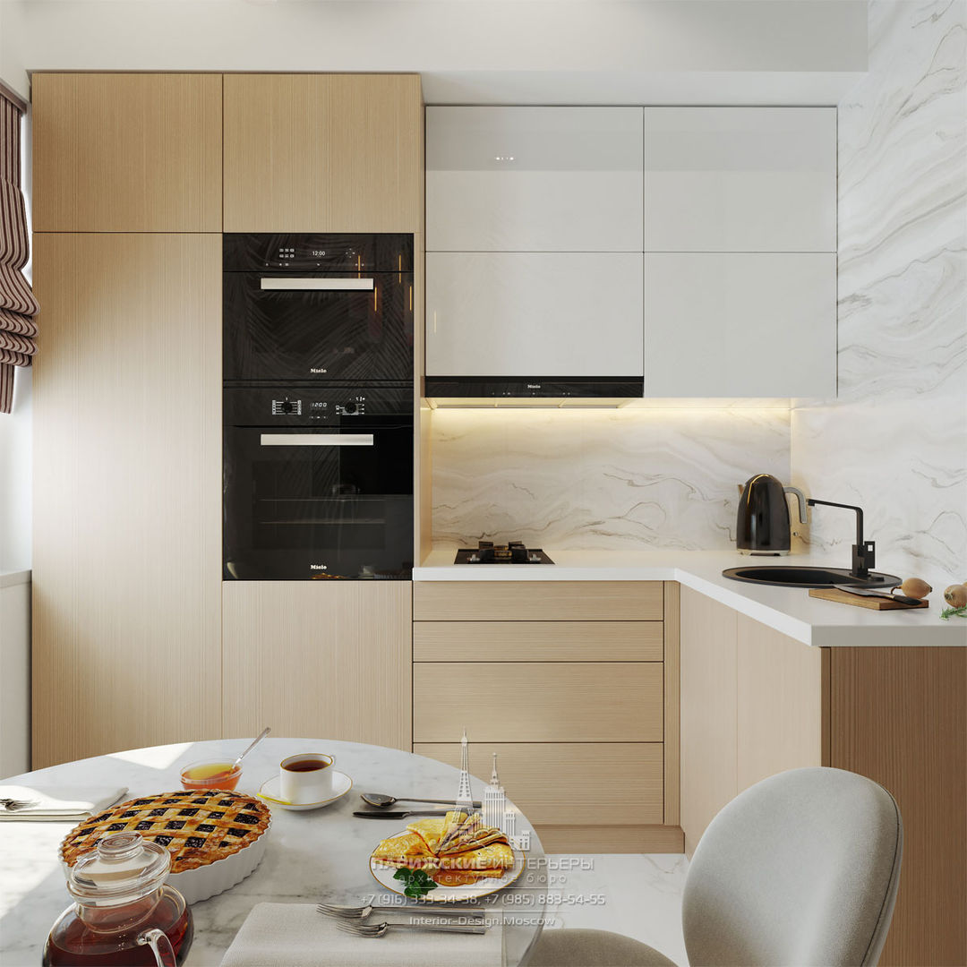 Эргономика и лаконичность: дизайн 3-комнатной квартиры в современном стиле, Архитектурное бюро «Парижские интерьеры» Архитектурное бюро «Парижские интерьеры» Kitchen