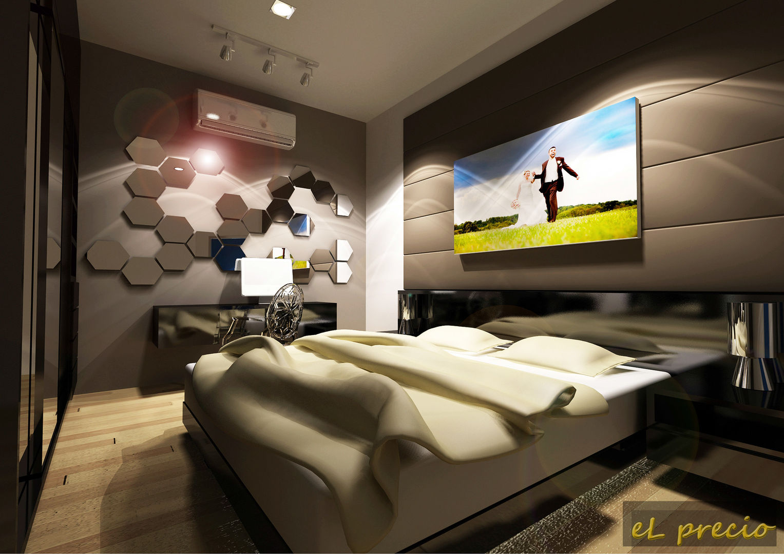 PROPOSED INTERIOR DESIGN FOR BANJARIA COURT APARTMENT AT BATU CAVES, SELANGOR, eL precio eL precio Camera da letto in stile tropicale