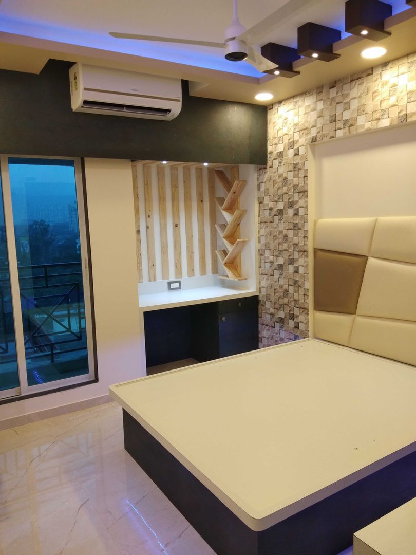 2 BHK complete interior done in Cosmos Habitate, Thane., VR Interior Designerss VR Interior Designerss Quartos pequenos contraplacado