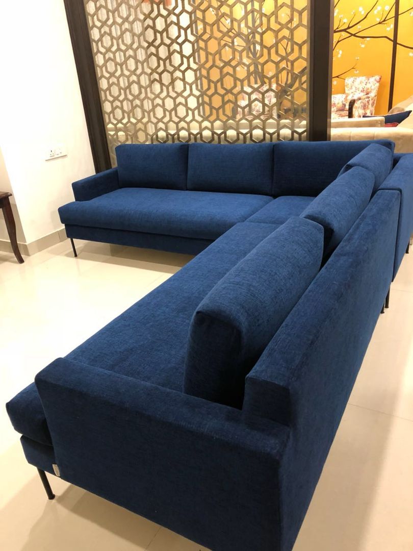 Media Room- Sofa- Royal Blue PlanHomes Modern style media rooms