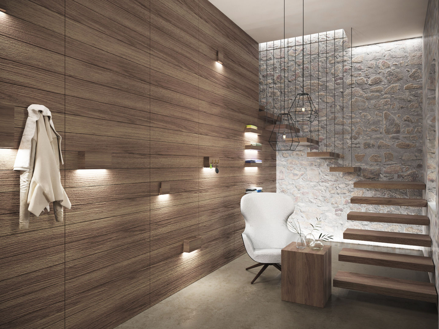 homify Minimalist corridor, hallway & stairs Wood Wood effect