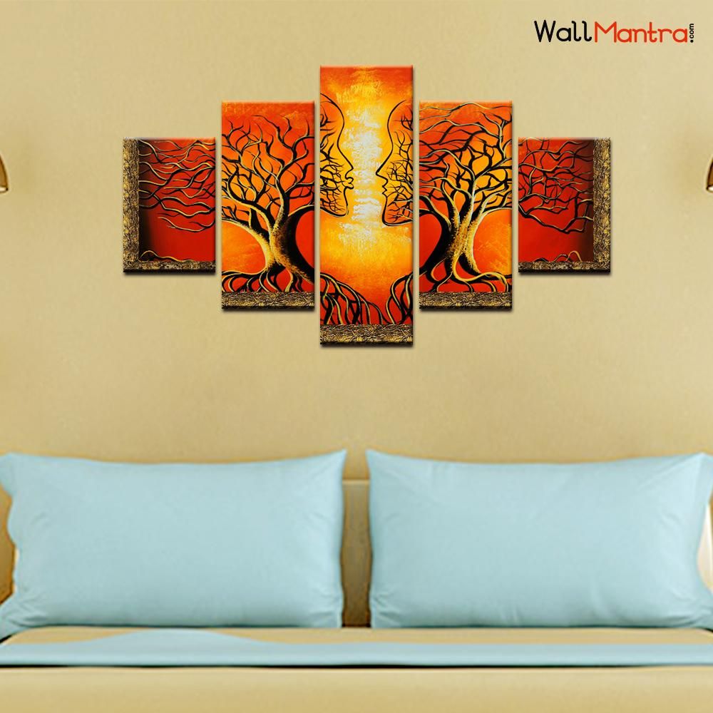 ROMANTIC TREE 5 PIECES CANVAS PRINT WALL PAINTING WallMantra 更多房间 照片與畫作