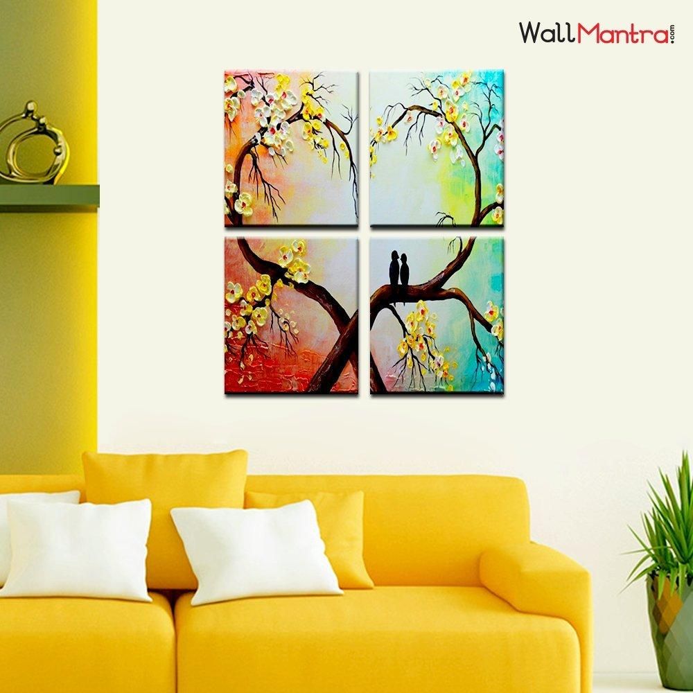COUPLE BIRD ON HEART BRANCH ROMANTIC WOODEN FRAMED WALL PAINTING WallMantra Other spaces Pictures & paintings