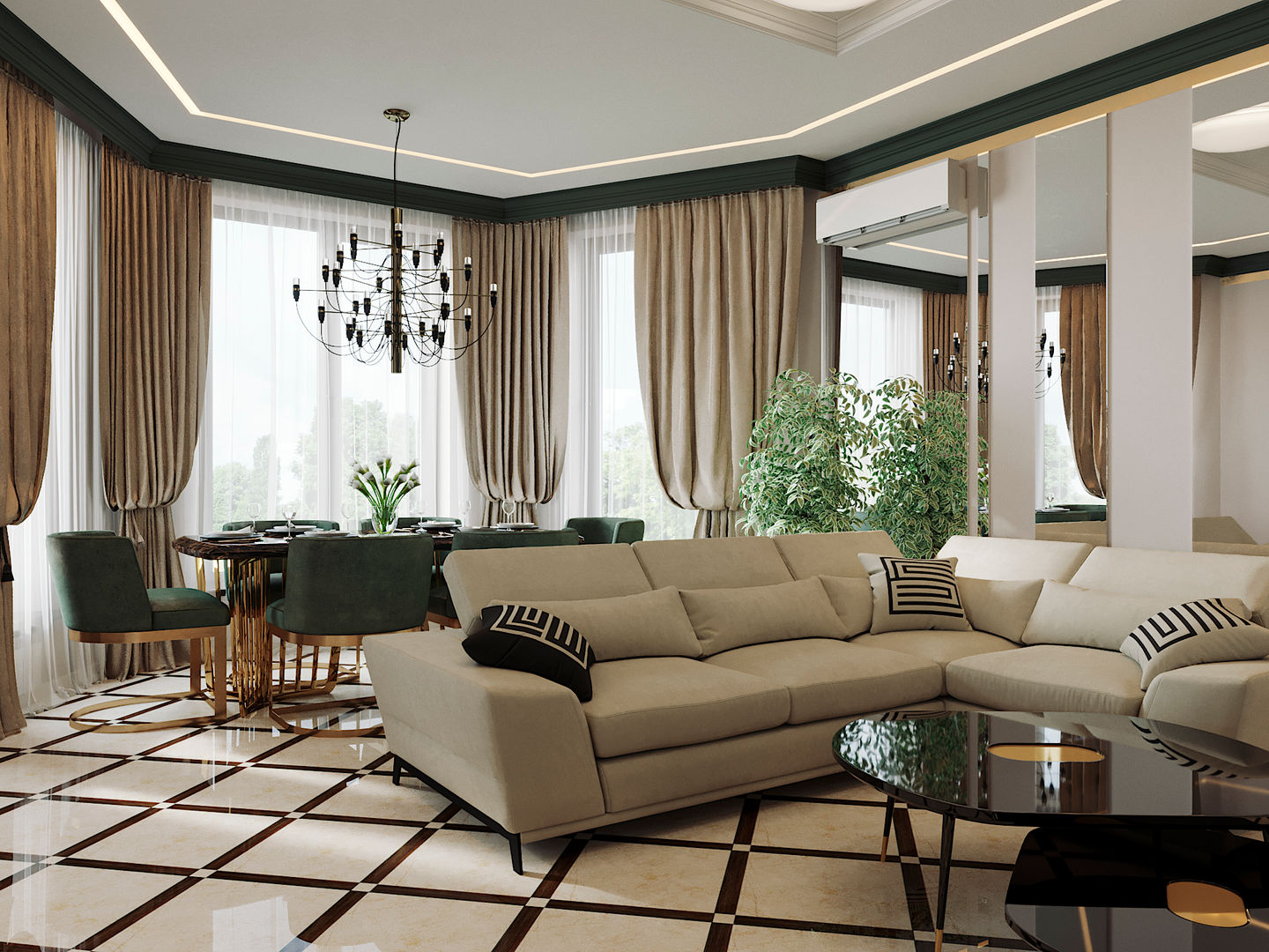 Кухня-гостиная в загородном доме, Kris-Tina-Gera Kris-Tina-Gera Classic style living room