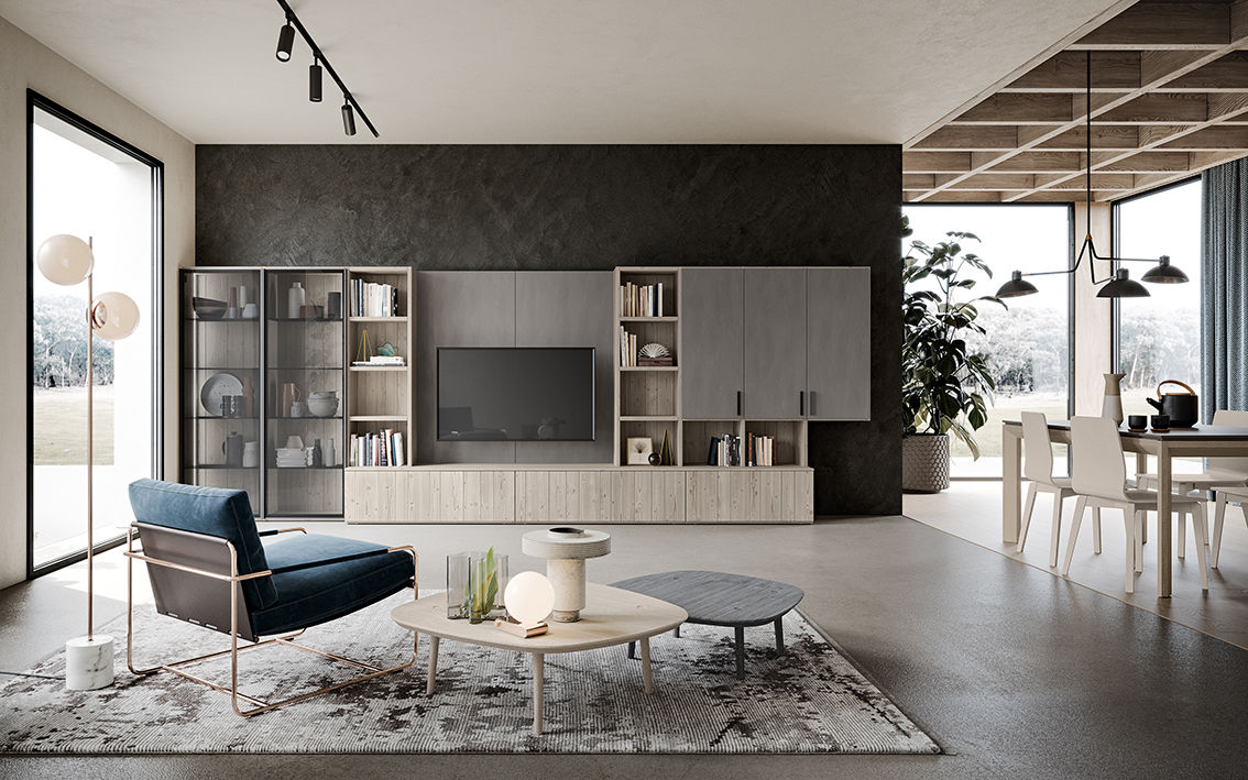 Soggiorno contemporaneo, Mobili a Colori Mobili a Colori Modern living room Solid Wood Multicolored