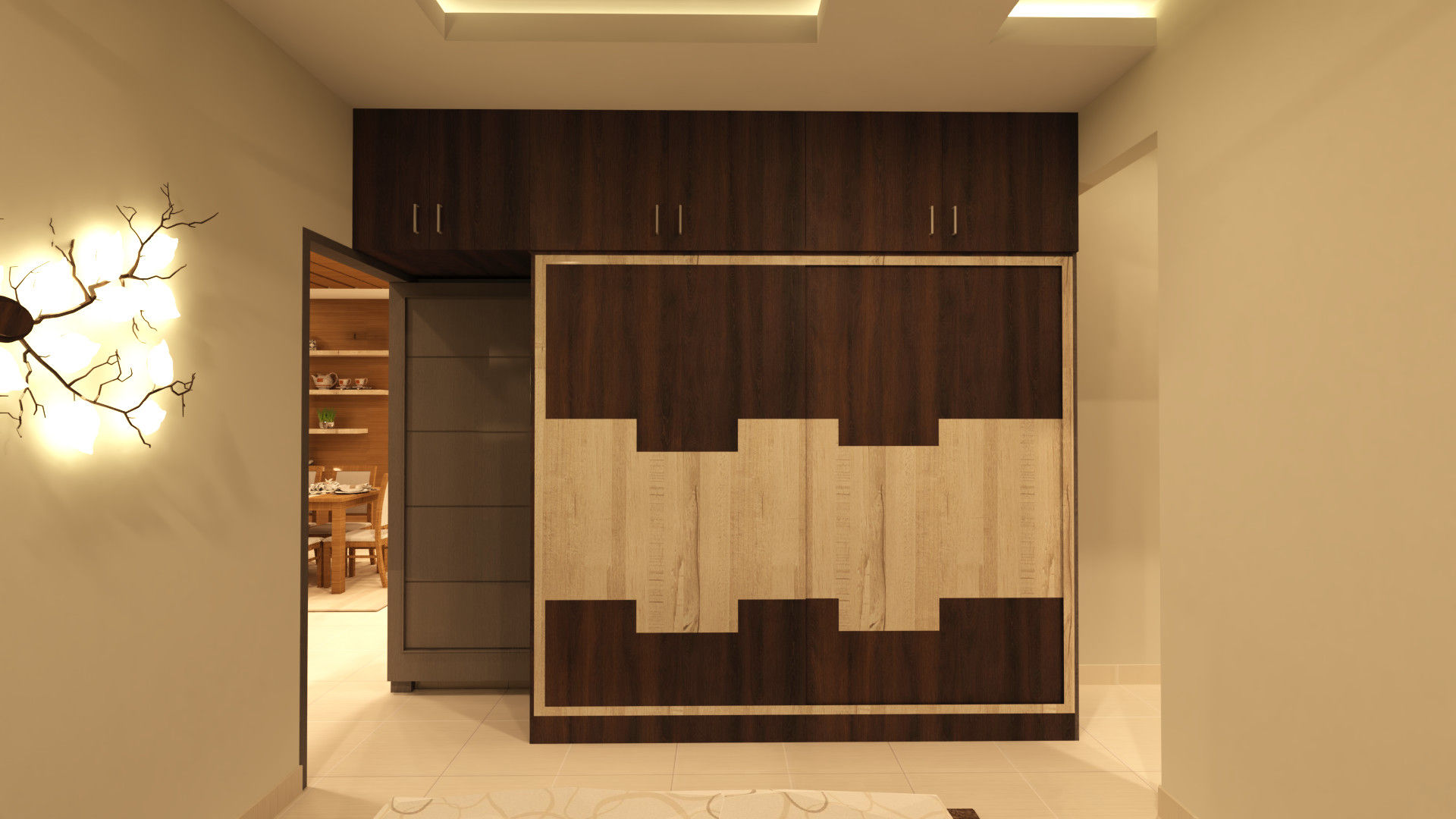 Guest Bedroom SD Interiors & Modulars Asian style bedroom bedroom, wooden, walnut, brown, beige