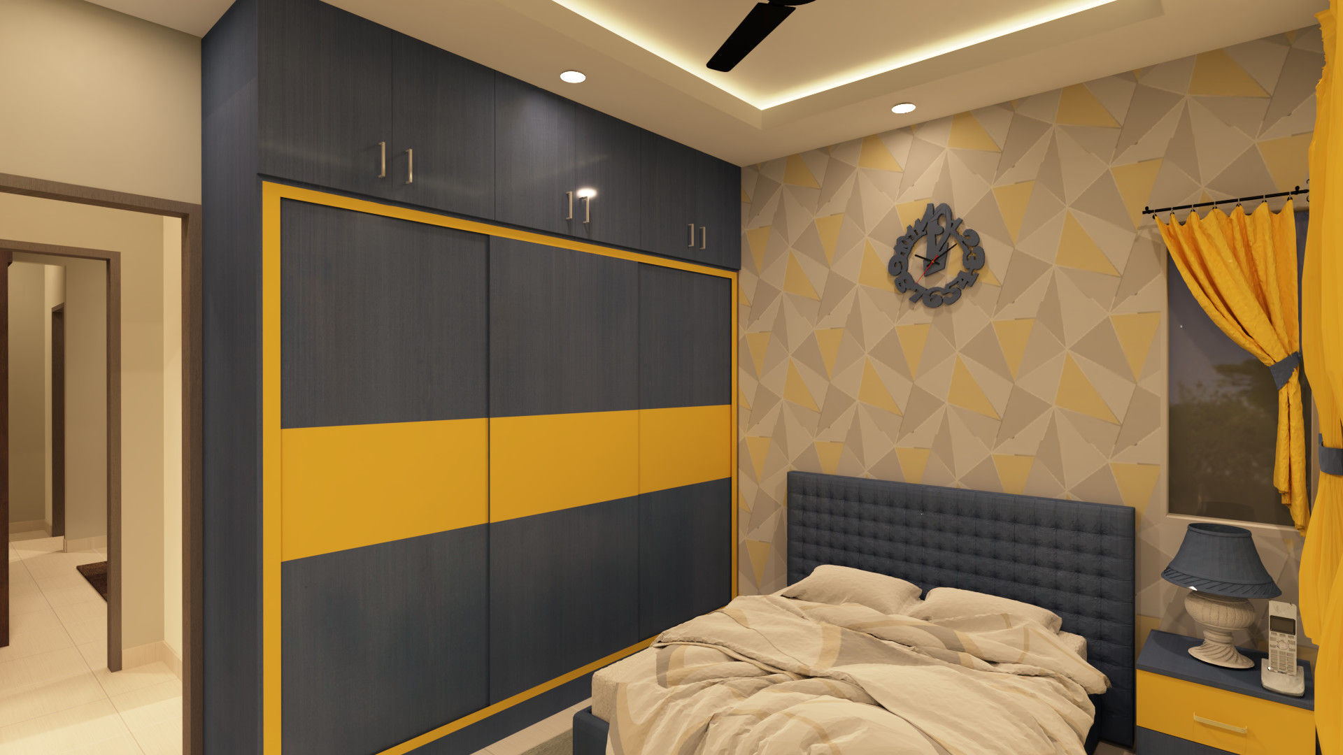 Kids Bedroom SD Interiors & Modulars Asian style bedroom Kids, bedroom, blue, yellow