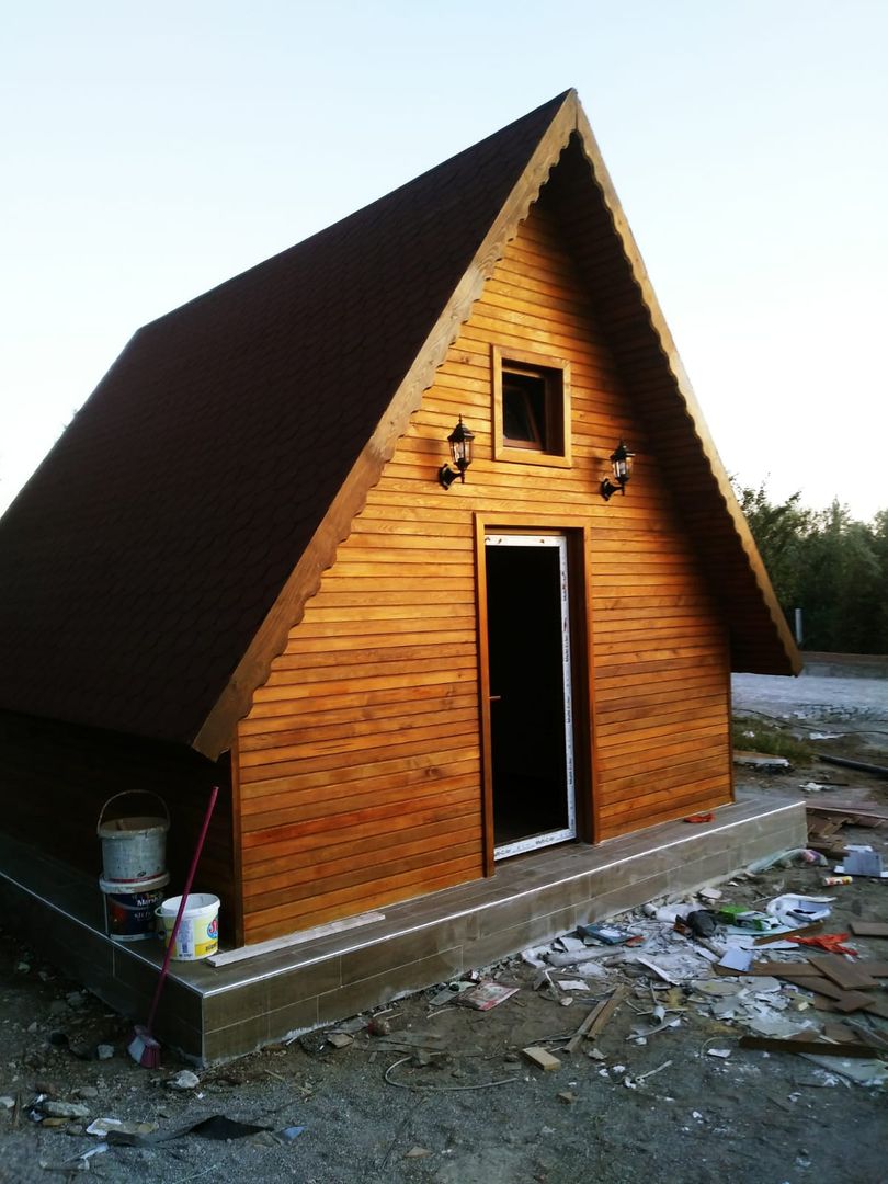 Doğayla İç İçe Tek Katlı Hafif Çelik Bir Ev - Bungalov, ASK MİMARLIK İNŞAAT ASK MİMARLIK İNŞAAT Landelijke huizen Hout Hout