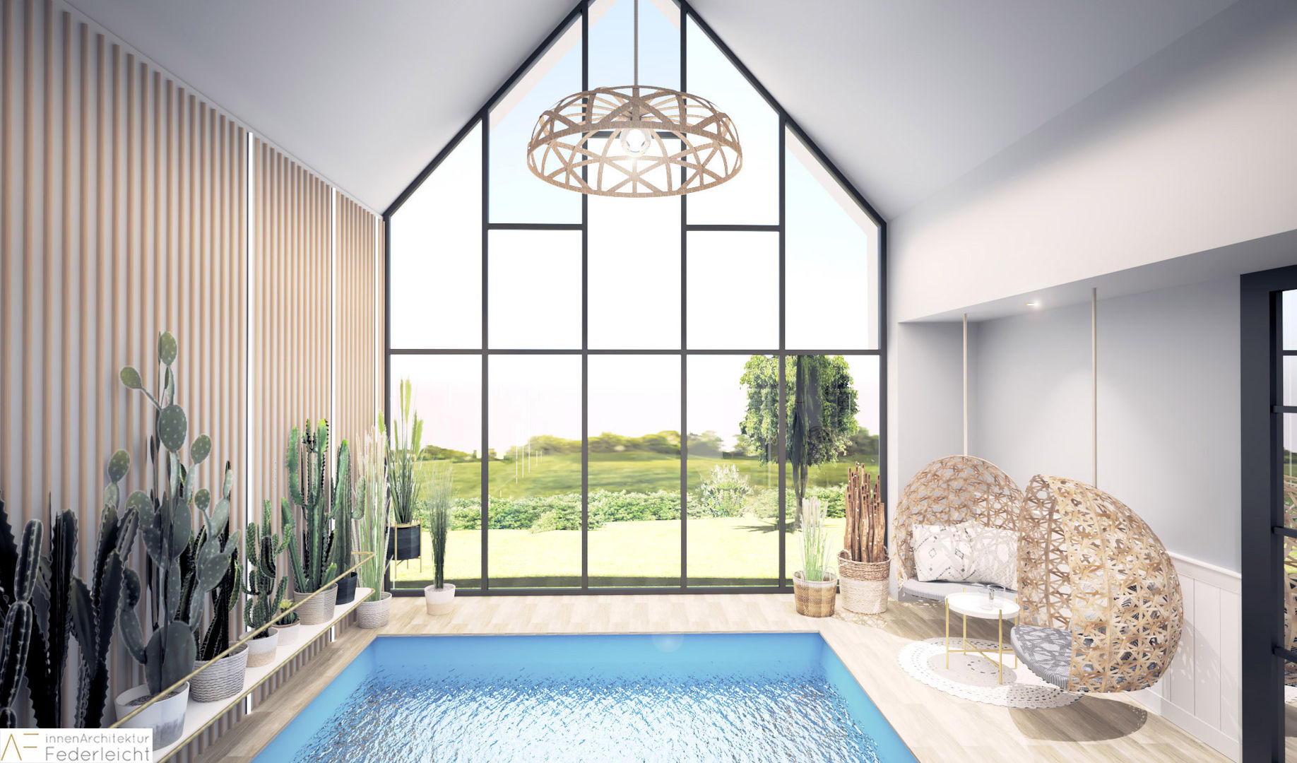 Entspannung pur: ein Schwimmbad im Boho-Style, ​Innenarchitektur Federleicht ​Innenarchitektur Federleicht Modern pool Ceramic