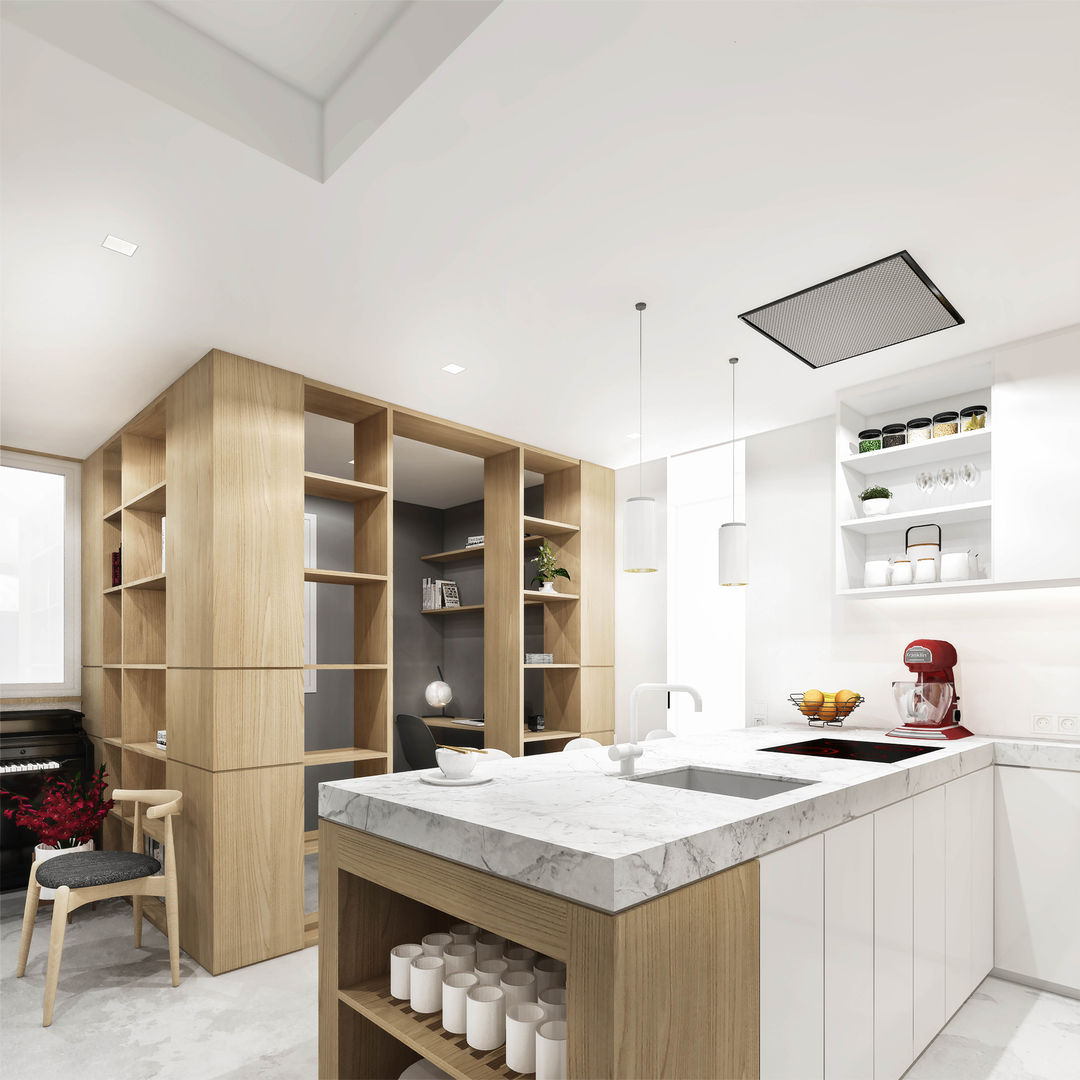 1703 - Apartamento C - Barcelona, España, HOA Architecture and Design HOA Architecture and Design Modern Mutfak