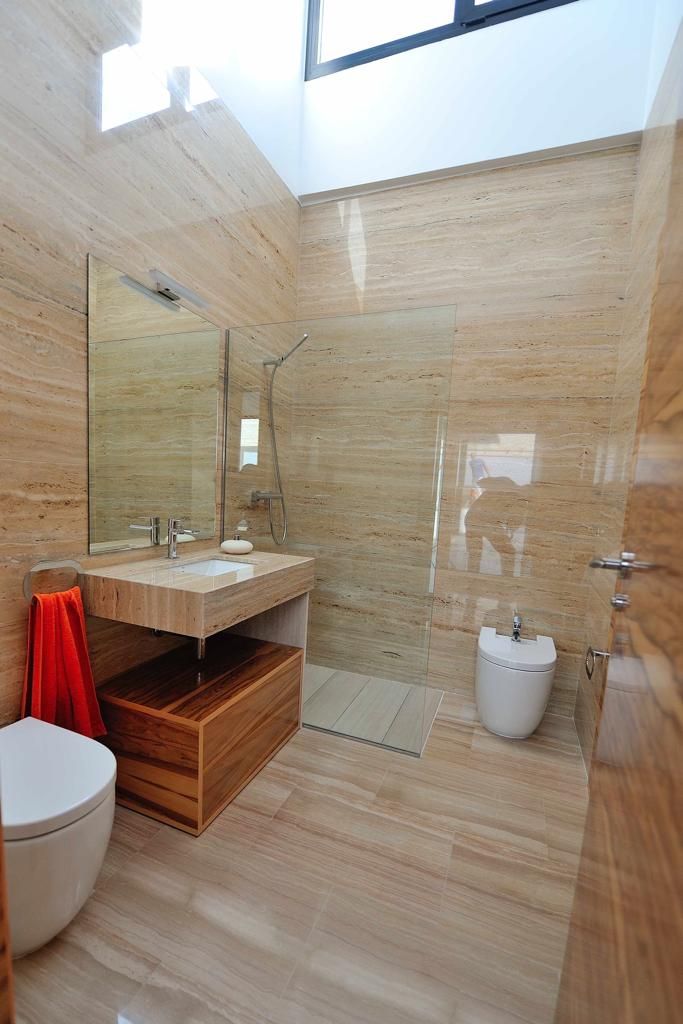 VIVIENDA EN EL ESPARRAGAL, JORGE ESQUER ARQUITECTO JORGE ESQUER ARQUITECTO Minimal style Bathroom Marble