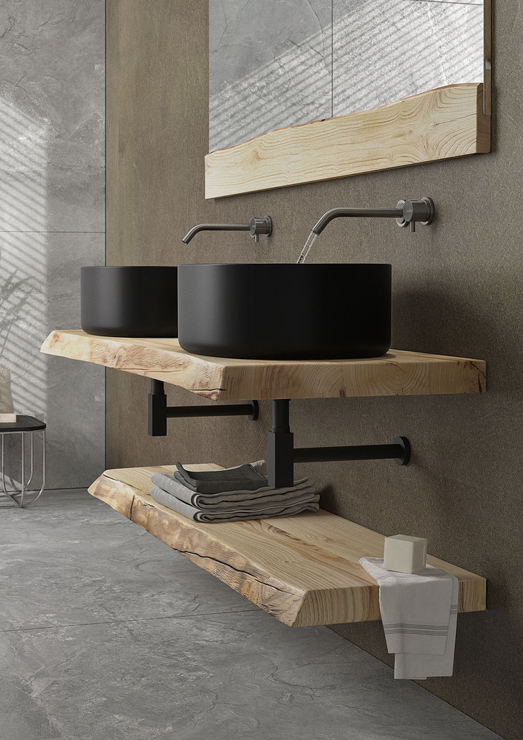 Rendering - Legnobagno , SAMUELE SCIACOVELLI design studio SAMUELE SCIACOVELLI design studio Modern Banyo Raflar