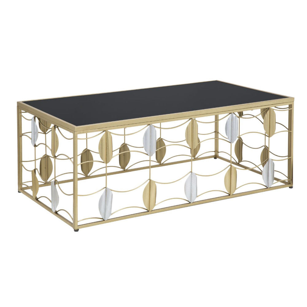 Tavolino LEAF da caffè in ferro e vetro oro da interno BricoBravo Soggiorno moderno Ferro / Acciaio Tavolini