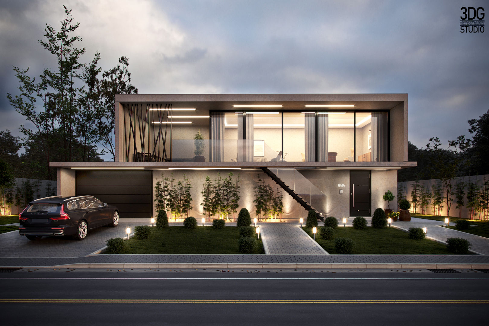 3D Rendering modern house for catalogue. 3DG STUDIO - Render fotorealistico Modern houses