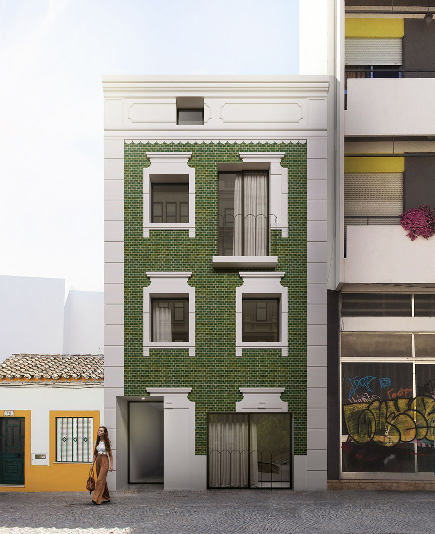 edifício de habitação no centro histórico de Faro, Corpo Atelier Corpo Atelier 二世帯住宅