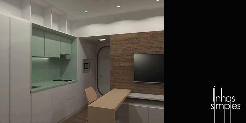 Um T0 mais funcional, Linhas Simples Linhas Simples Moderne Wohnzimmer Schränke und Sideboards