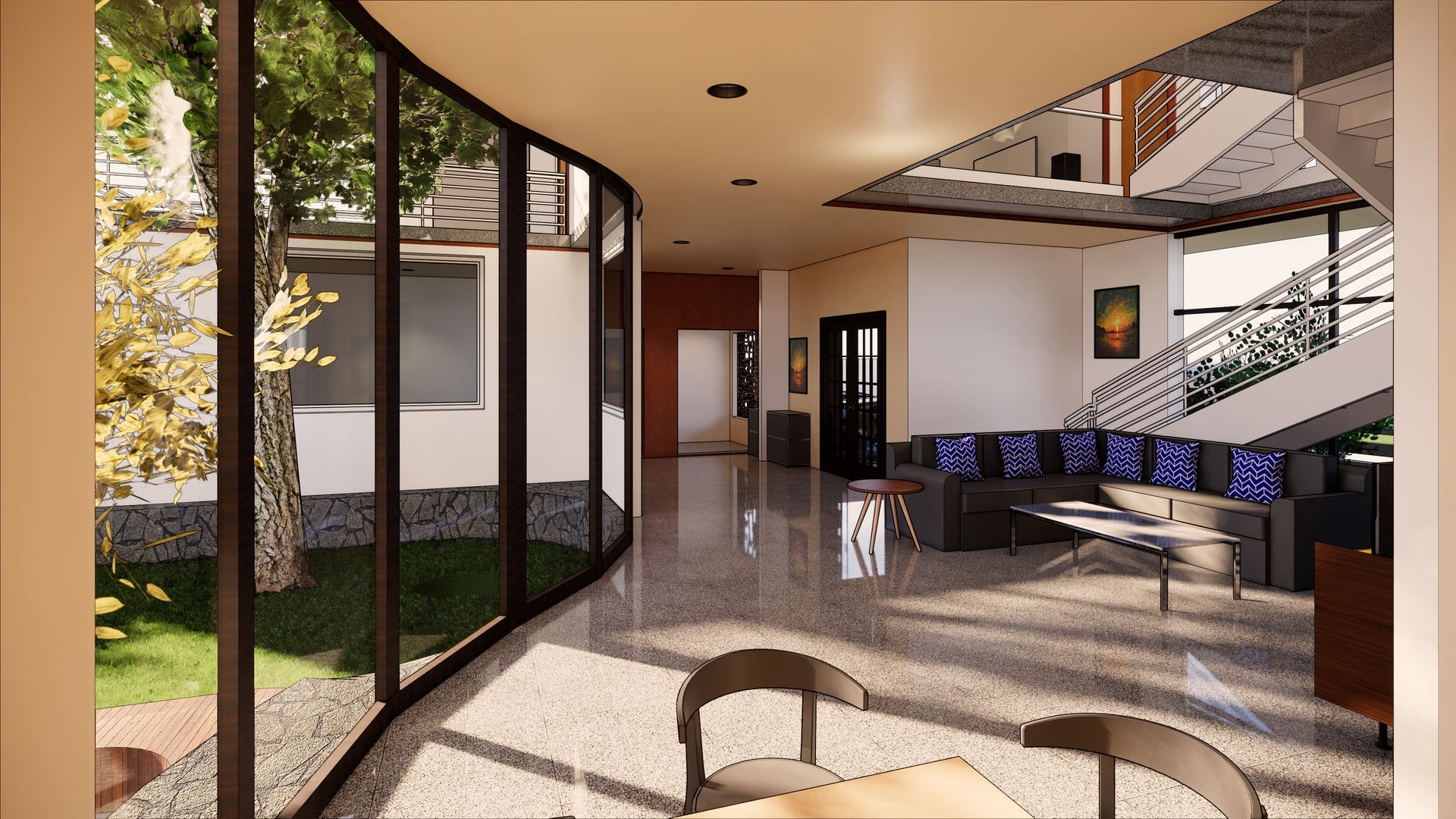Minimalist Courtyard Home, MAP Architects MAP Architects Salones modernos Derivados de madera Transparente