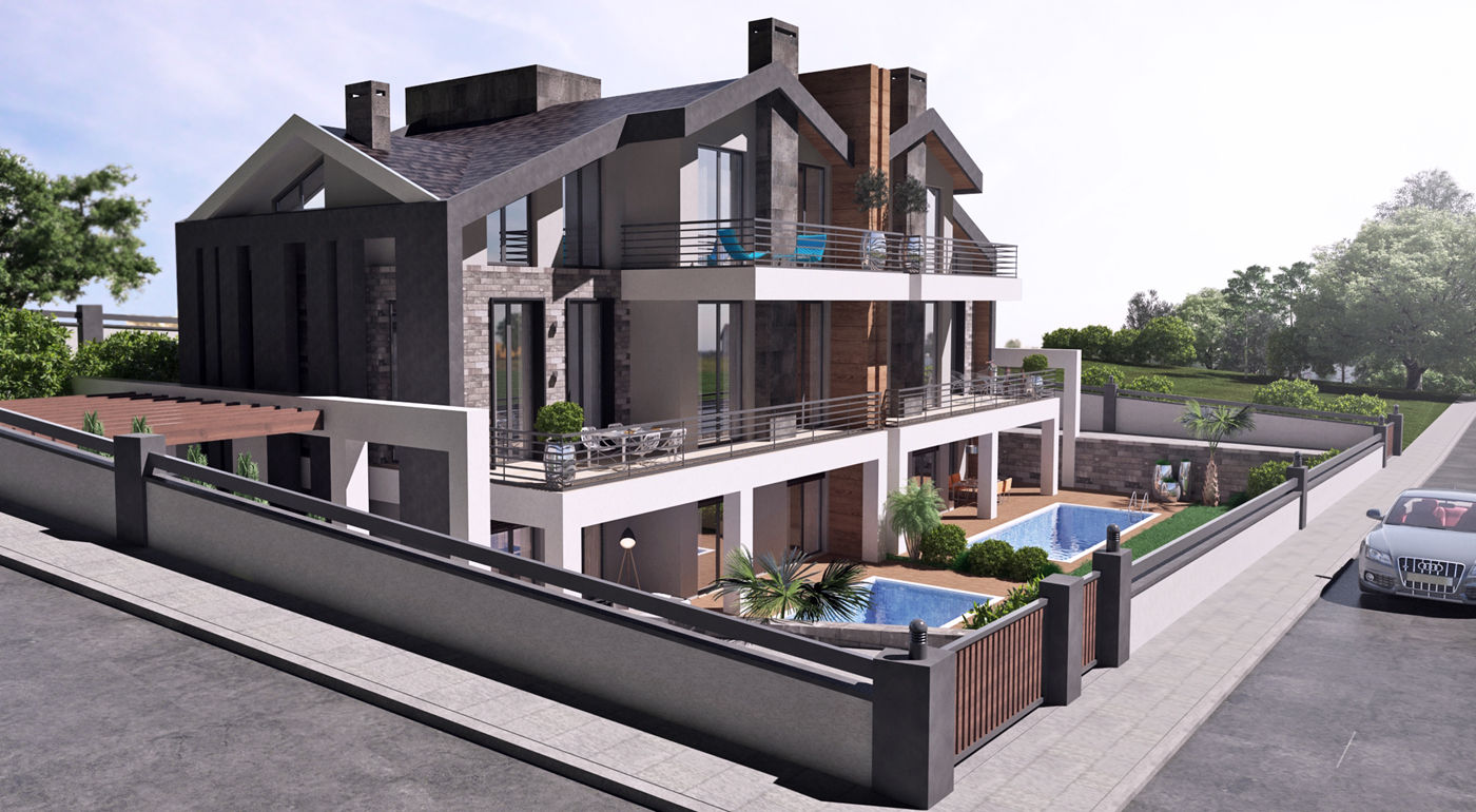Teras Loft Villa - Mimari Tasarım, Nilüferköy-Bursa, CM² Mimarlık ve Tasarım Stüdyosu CM² Mimarlık ve Tasarım Stüdyosu Villas