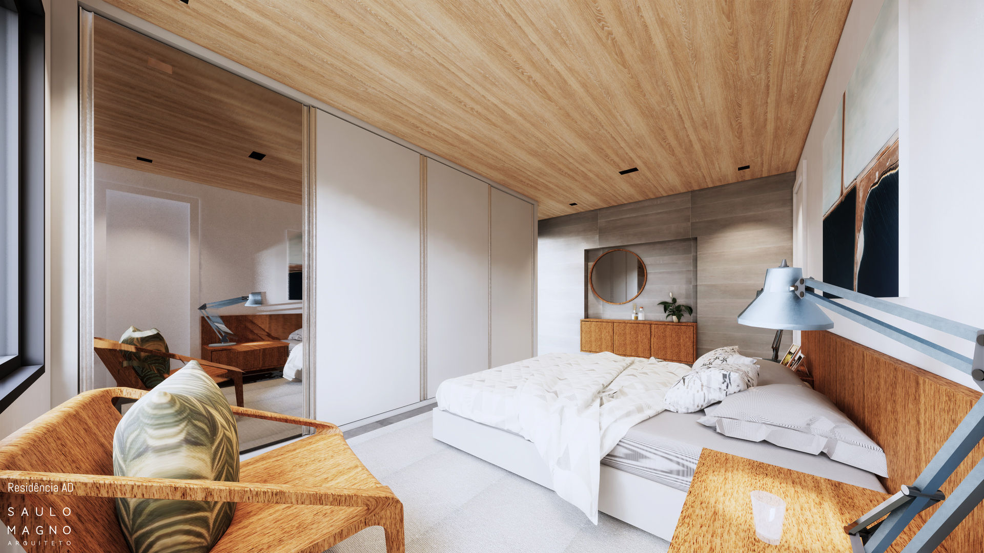 Residência Contemporânea, Saulo Magno Arquiteto Saulo Magno Arquiteto Modern style bedroom Wood Wood effect