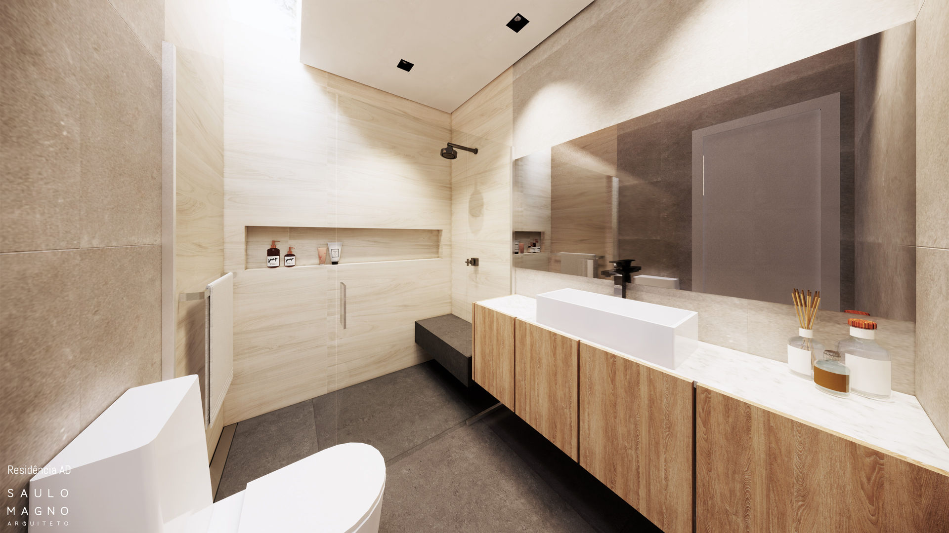 Residência Contemporânea, Saulo Magno Arquiteto Saulo Magno Arquiteto Phòng tắm phong cách hiện đại Gỗ Wood effect