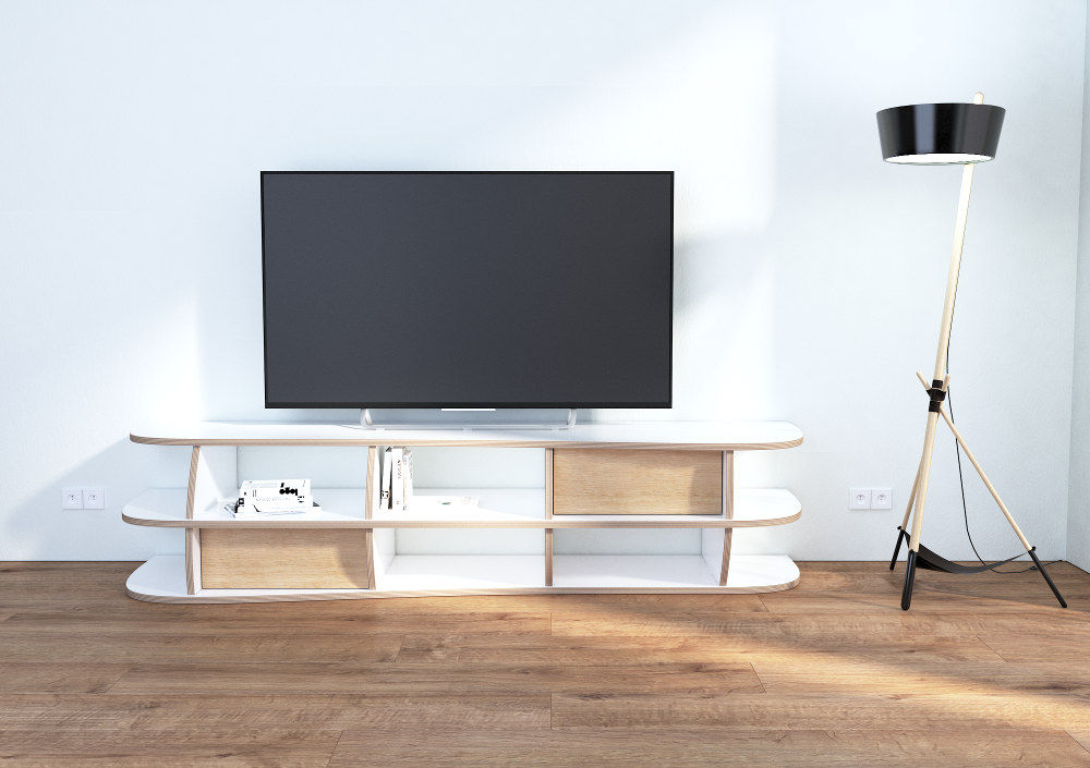 TV stand, form.bar form.bar Moderne woonkamers Houtcomposiet Transparant TV- & mediameubels