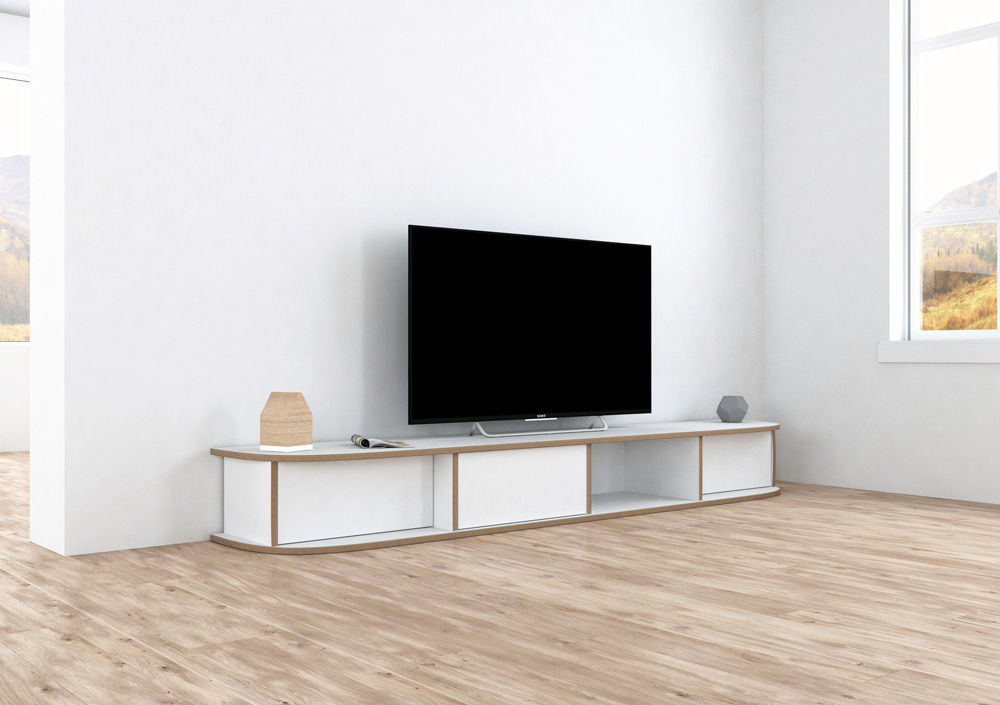 TV stand, form.bar form.bar Moderne woonkamers Houtcomposiet Transparant TV- & mediameubels