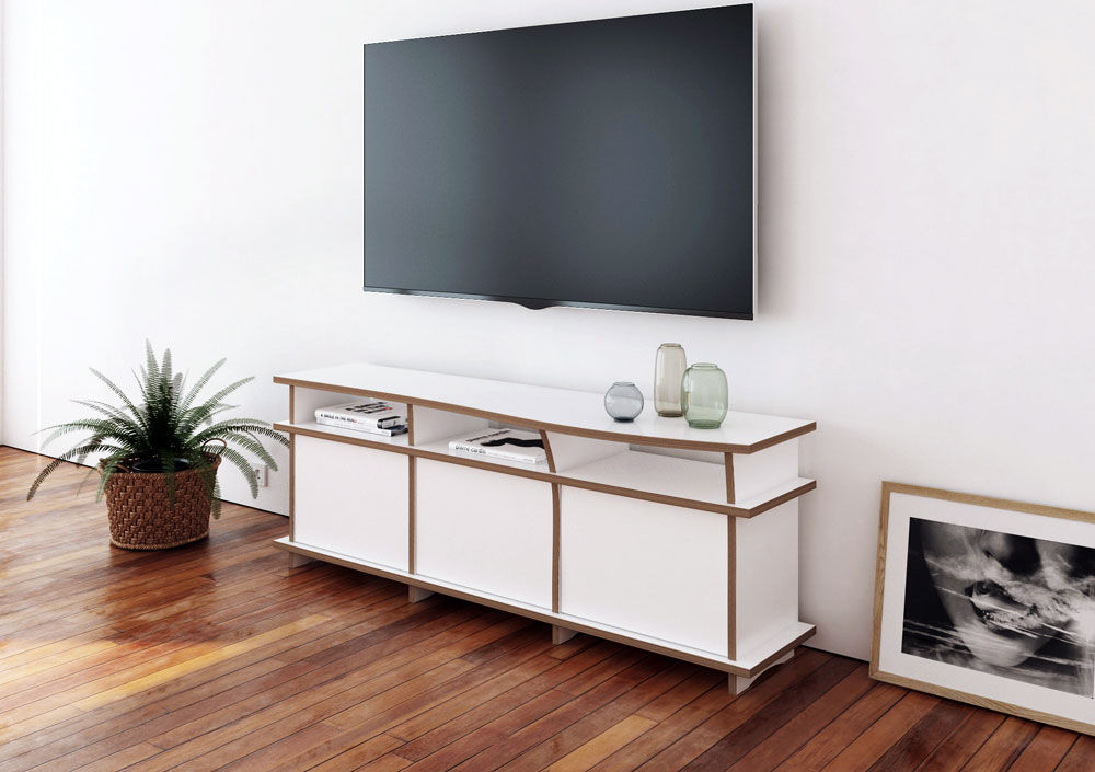 TV stand, form.bar form.bar Moderne woonkamers Houtcomposiet Transparant TV- & mediameubels