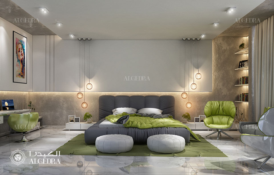 تصميم غرفة نوم فيلا ديلوكس على الطراز المعاصر Algedra Interior Design غرفة نوم