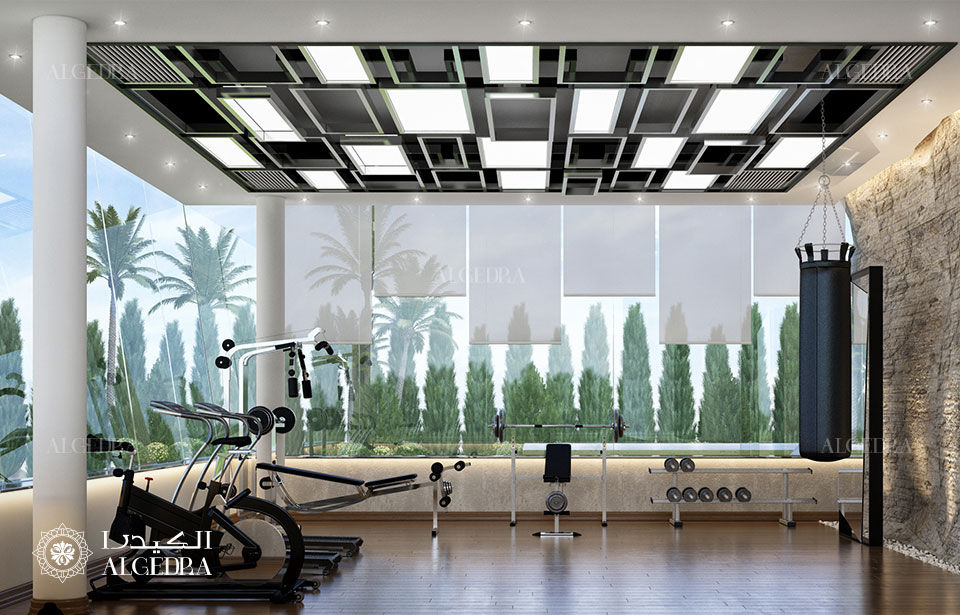 Дизайн Интерьера спортивного зала виллы в стиле контемпорари Algedra Interior Design Тренажерный зал в стиле модерн