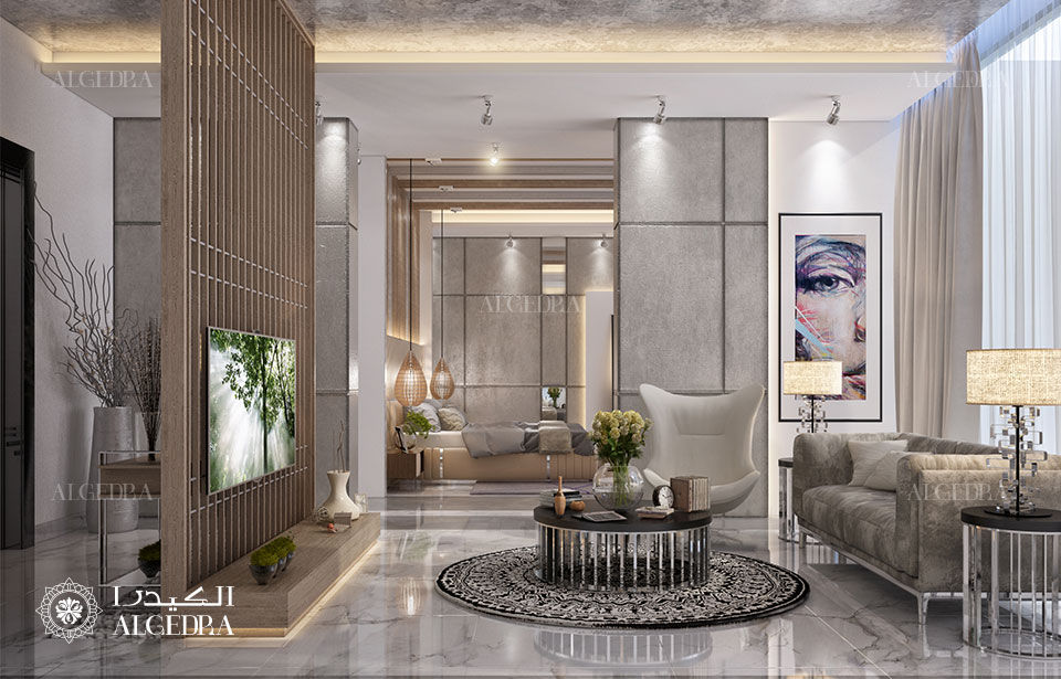 Çağdaş Lüks Villa Ana Yatak Odası Oturma Algedra Interior Design Modern Yatak Odası