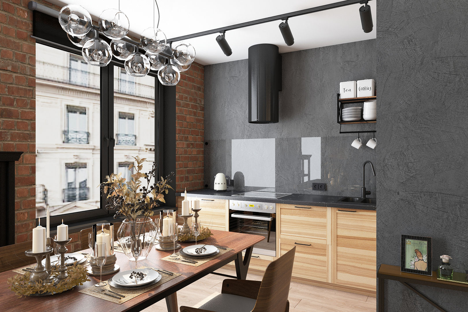 Лофт апартаменты ЖК Елагин Апарт, LEHOVA DESIGN LEHOVA DESIGN Small kitchens