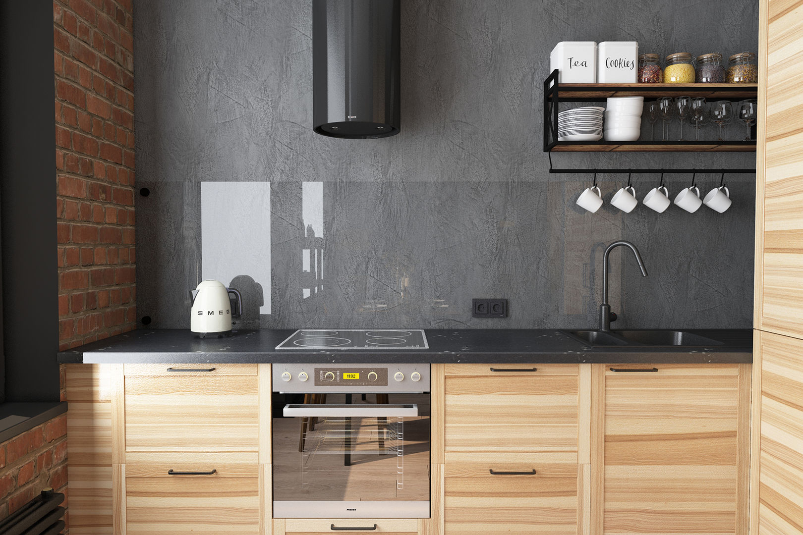 Лофт апартаменты ЖК Елагин Апарт, LEHOVA DESIGN LEHOVA DESIGN Small kitchens