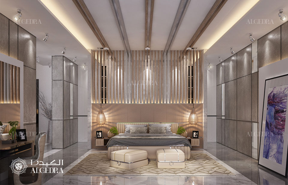 Contemporary Deluxe Villa Interior Design in Dubai, Algedra Interior Design Algedra Interior Design Спальня