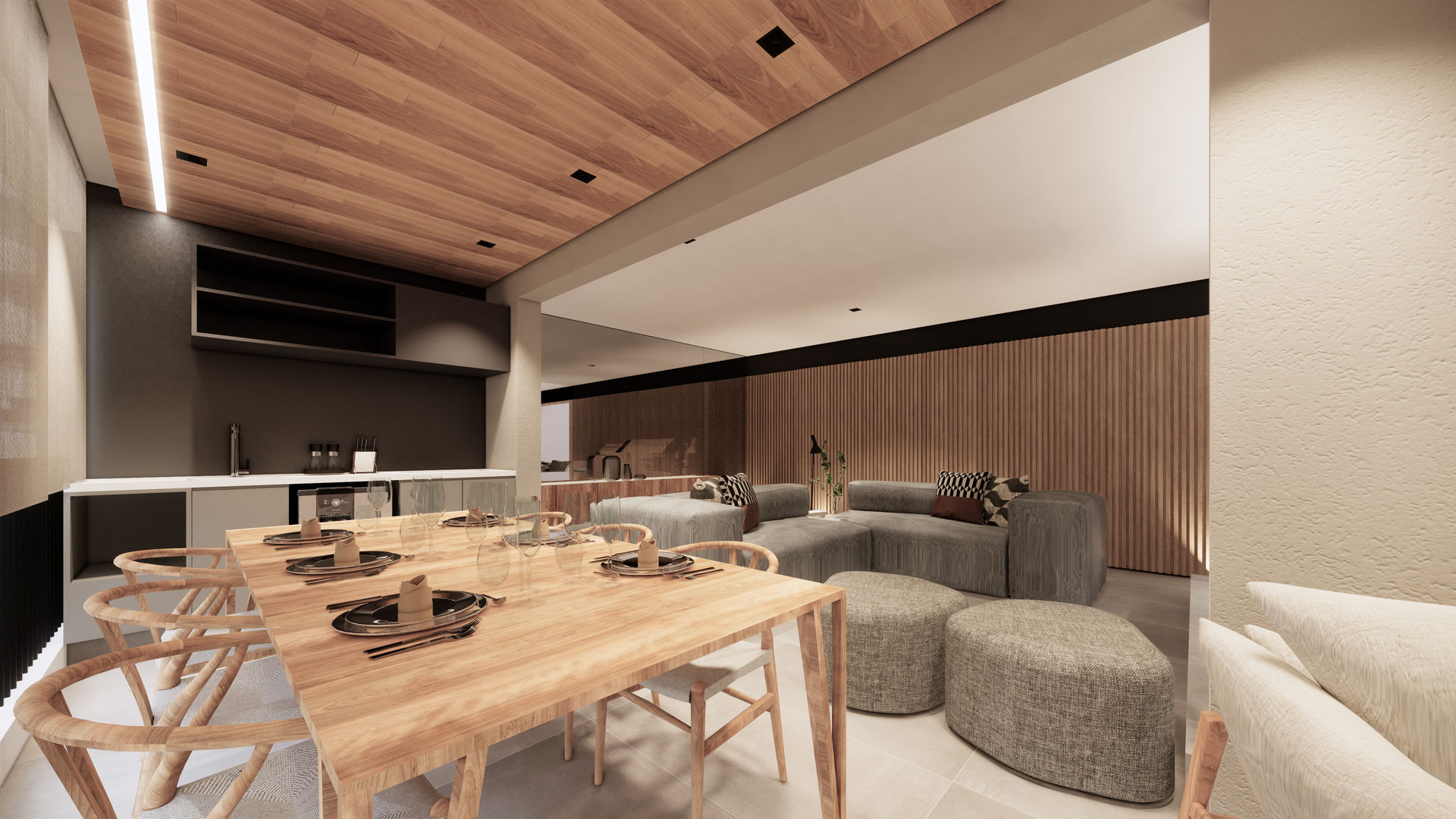 Apartamento Clean com elementos em Madeira, Saulo Magno Arquiteto Saulo Magno Arquiteto Mái hiên Gỗ Wood effect